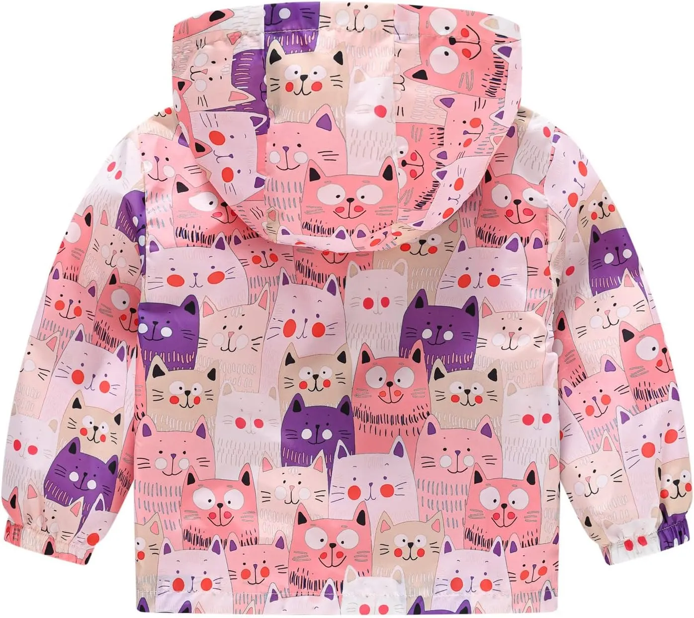 Toddler Baby Boys Girls Fall Hooded Jacket Coat Cartoon Printed Windproof Zipper Outwear Baby Coat Clothing