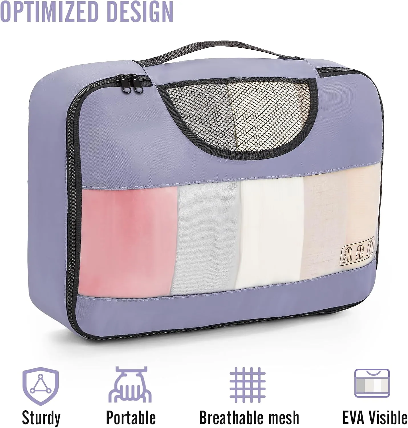 Veken 8 Set Packing Cubes for Travel Essentials, Suitcase Organizer Bags Set for Luggage, Road Trip Travel Accessories in 4 Sizes (Extra Large, Large, Medium, Small)