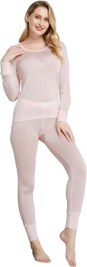 Viamulion Women's 100% Silk Thermal Underwear Top, Long Sleeve Base Layer