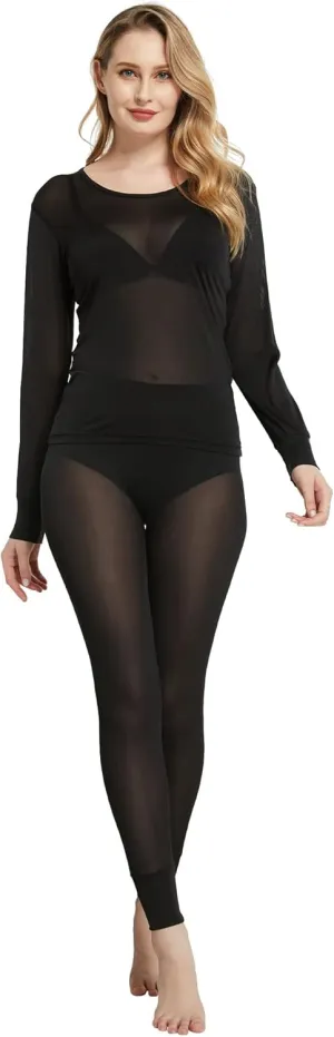 Viamulion Women's 100% Silk Thermal Underwear Top, Long Sleeve Base Layer
