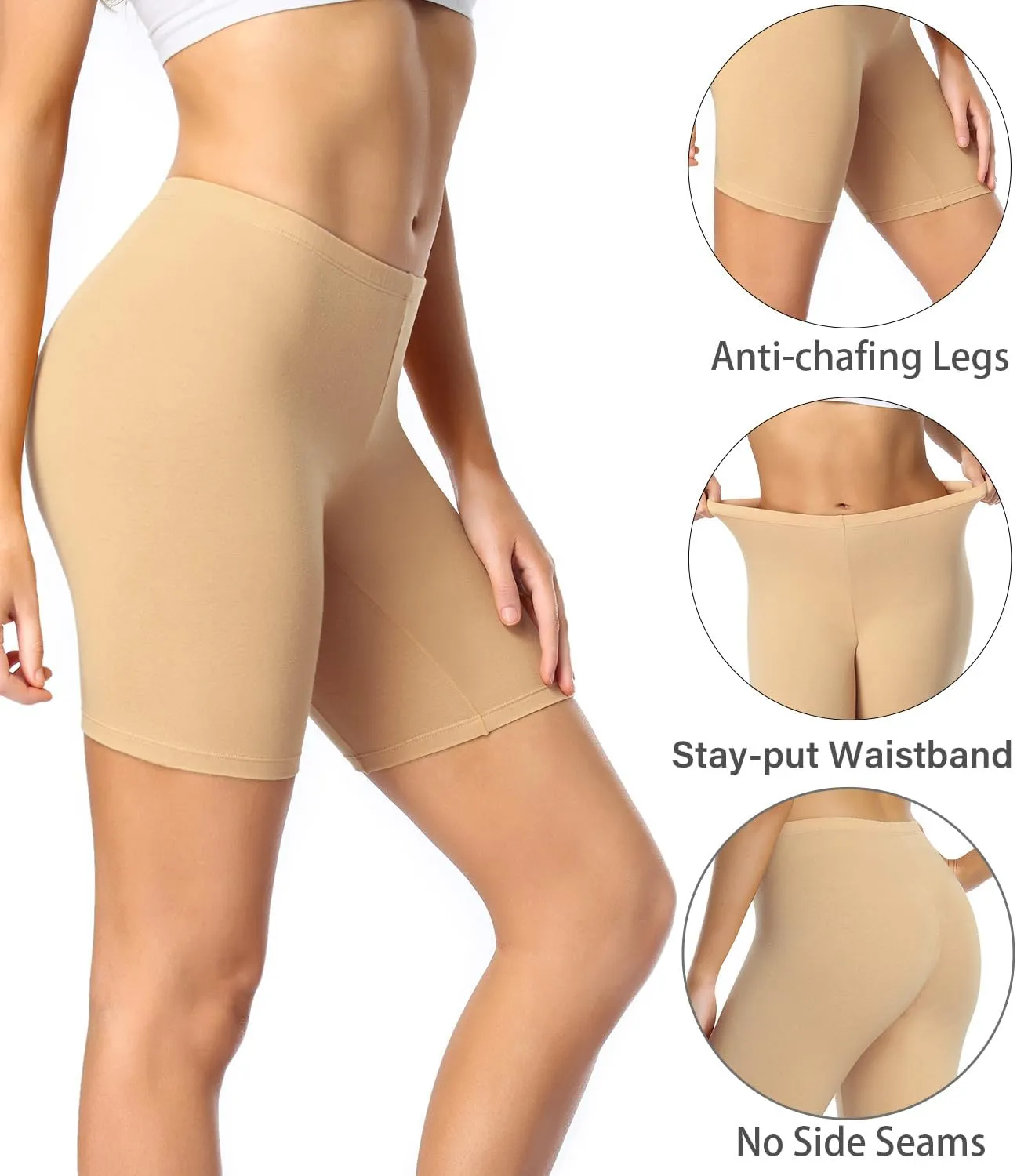 wirarpa Women's Cotton Boy Shorts Underwear Anti Chafing Soft Biker Short Plus Boy Shorts Panties 4 Pack
