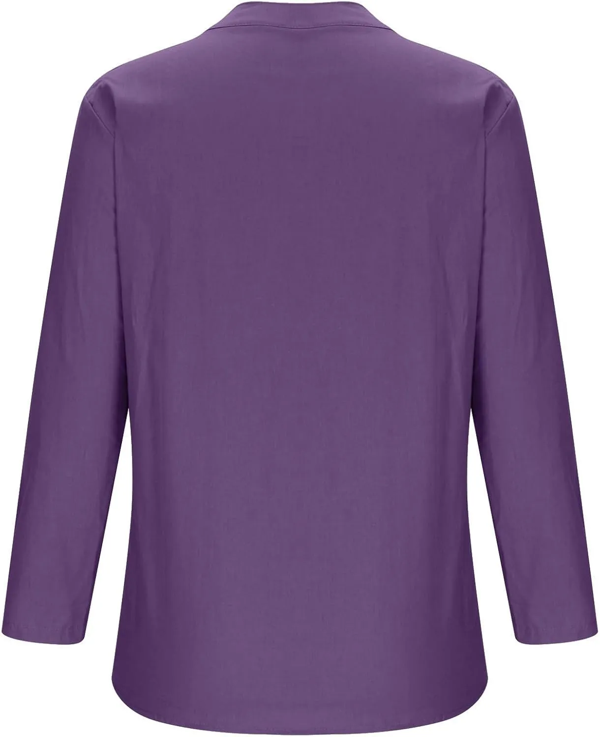 Women Buttons Shirt Cotton Linen Cuffed Sleeve V-Neck Oversized Shirts Casual Loose Solid Blouse Tunic Tops