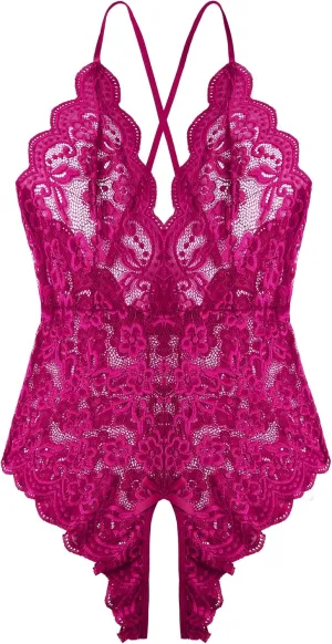 Women One Piece Lingerie Sexy Teddy V Neck Bodysuit Lace Nightie