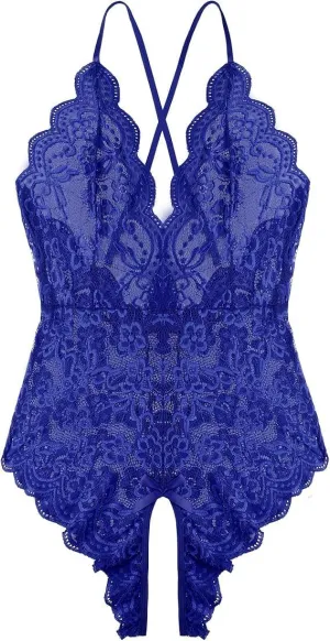Women One Piece Lingerie Sexy Teddy V Neck Bodysuit Lace Nightie