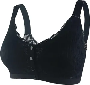 Women Sexy Lace Front Button Underwear Without Rims Vest Lace Plus Size Bra