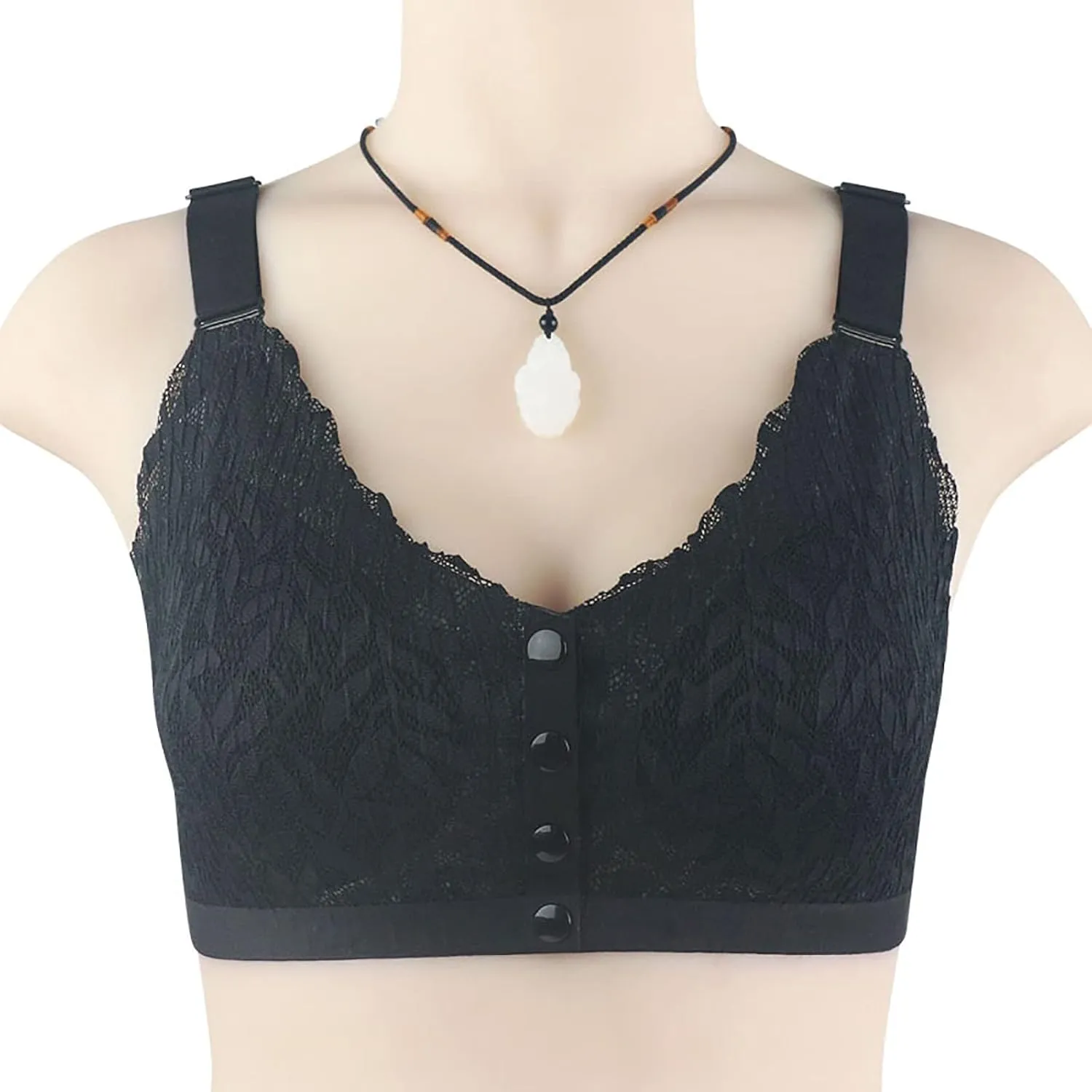 Women Sexy Lace Front Button Underwear Without Rims Vest Lace Plus Size Bra