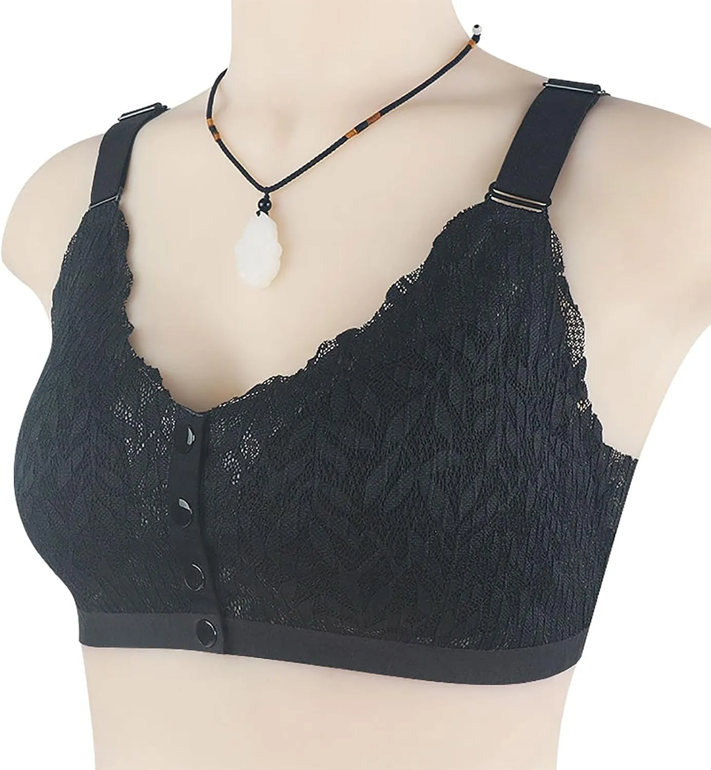 Women Sexy Lace Front Button Underwear Without Rims Vest Lace Plus Size Bra