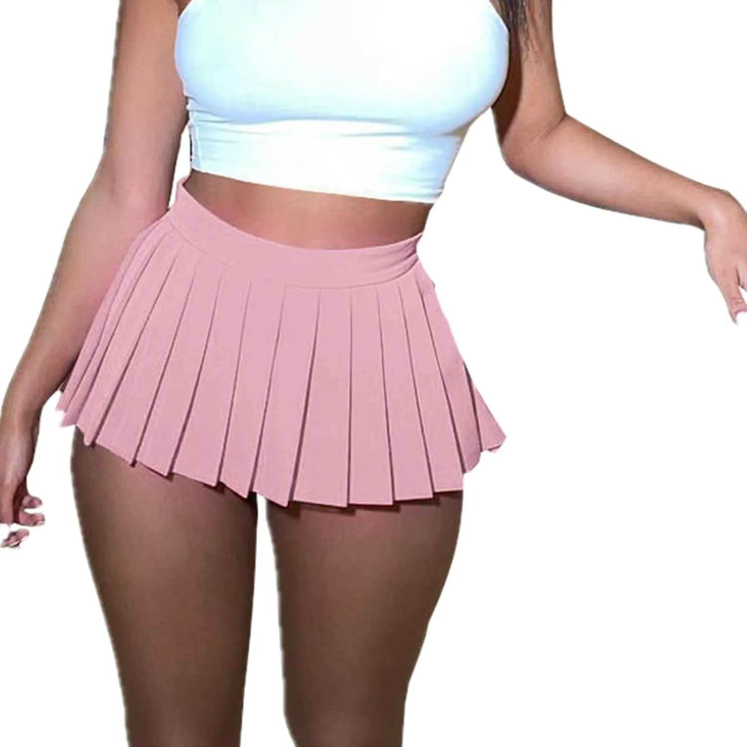 Women Sexy Pleated Mini Skirt Lace Ruffle Solid Lingerie Short Skirts Mini Skirts With Shorts Sexy Gothic Mini Skirt