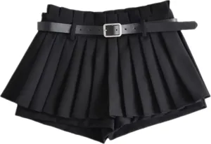 Women Sexy Pleated Mini Skirt Lace Ruffle Solid Lingerie Short Skirts Mini Skirts With Shorts Sexy Gothic Mini Skirt