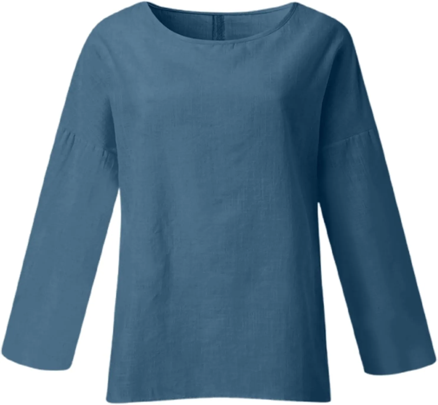 Women Short Sleeve Cotton Linen Shirts Casual Crew Neck Henley T Shirt Bohemian Boho Loose Summer Tee Tops