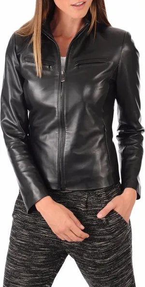 Women's Black Leather Jacket Womens Leather Moto Jacket Women Biker Motorcycle Faux leather Jacket