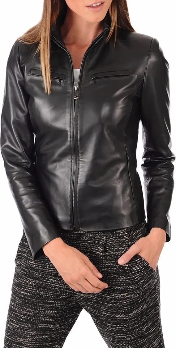 Women's Black Leather Jacket Womens Leather Moto Jacket Women Biker Motorcycle Faux leather Jacket