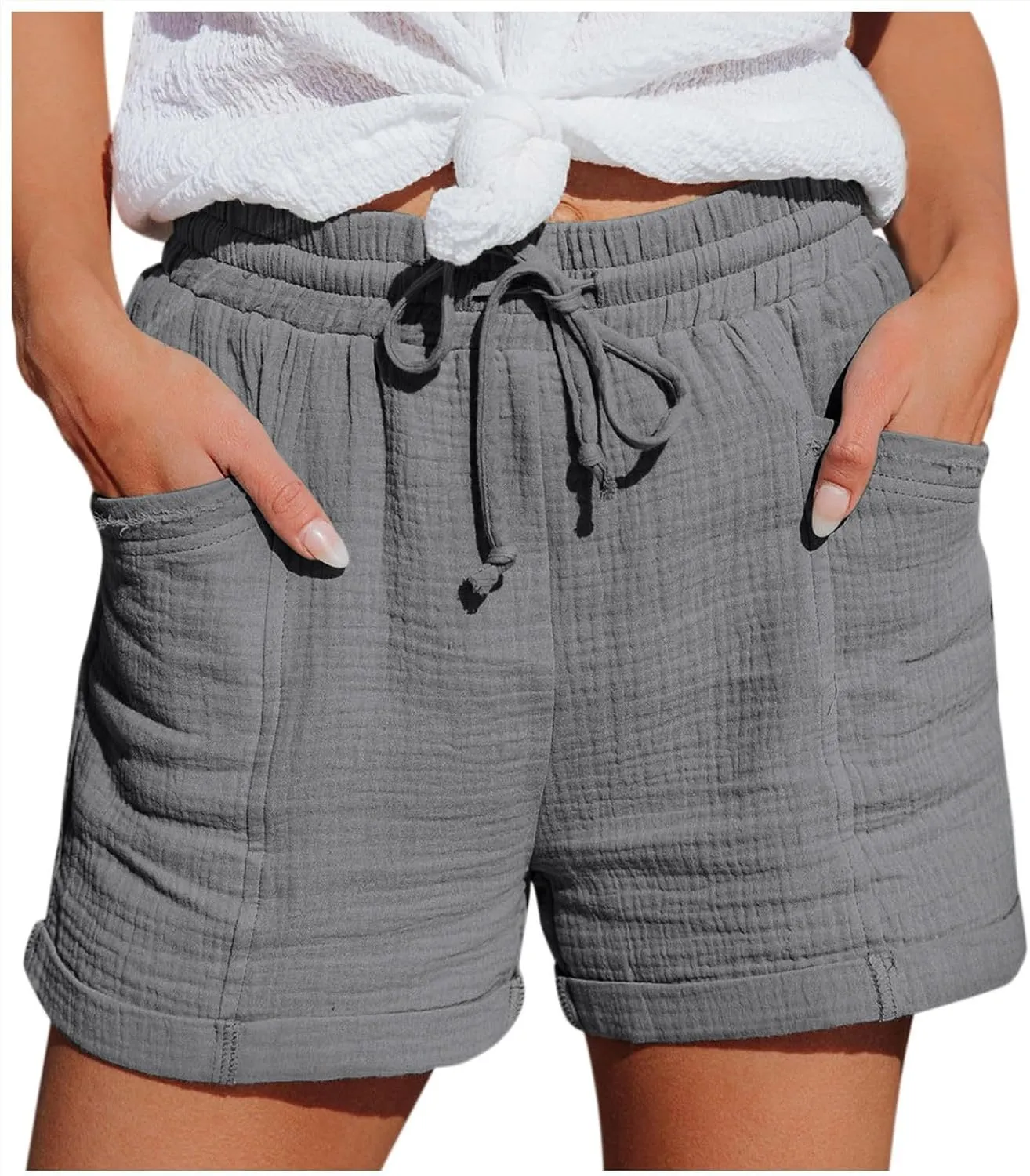 Womens Cotton Linen Summer Palazzo Pants Flowy Wide Leg Beach Pants High Waist Long Lounge Trouser with Pocket