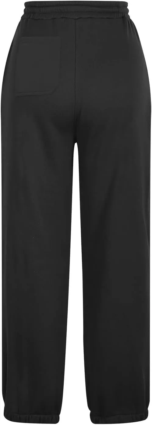 Women's Fall Sweatpants Fleece Lined Casual Pants Drawstring Jogger Pants High Waisted Baggy Pants Comfy Lounge Pants