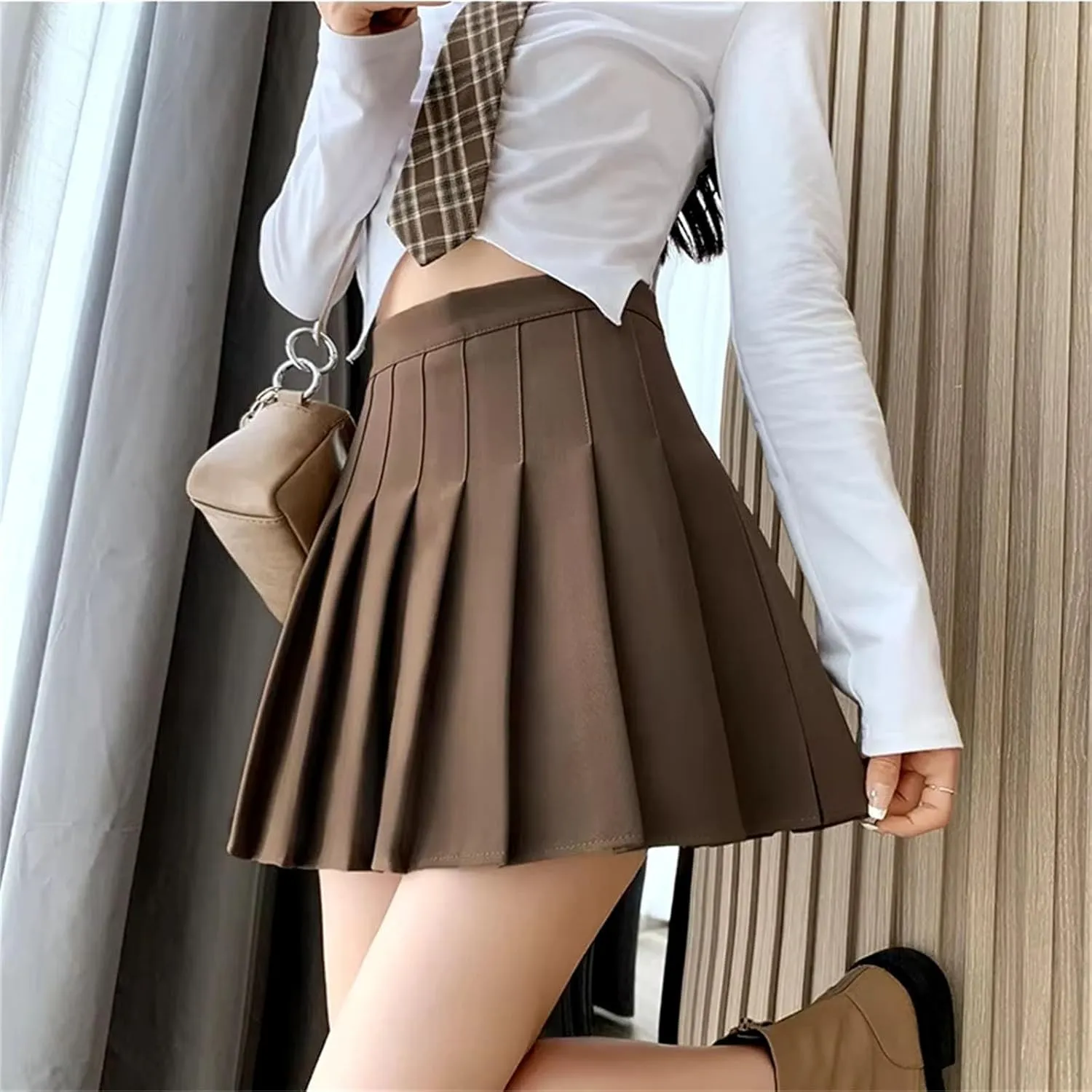 Women's Half Length Skirts for Women High Waist Mini Casual Ruffle Skirt Sexy Pleated Skirt