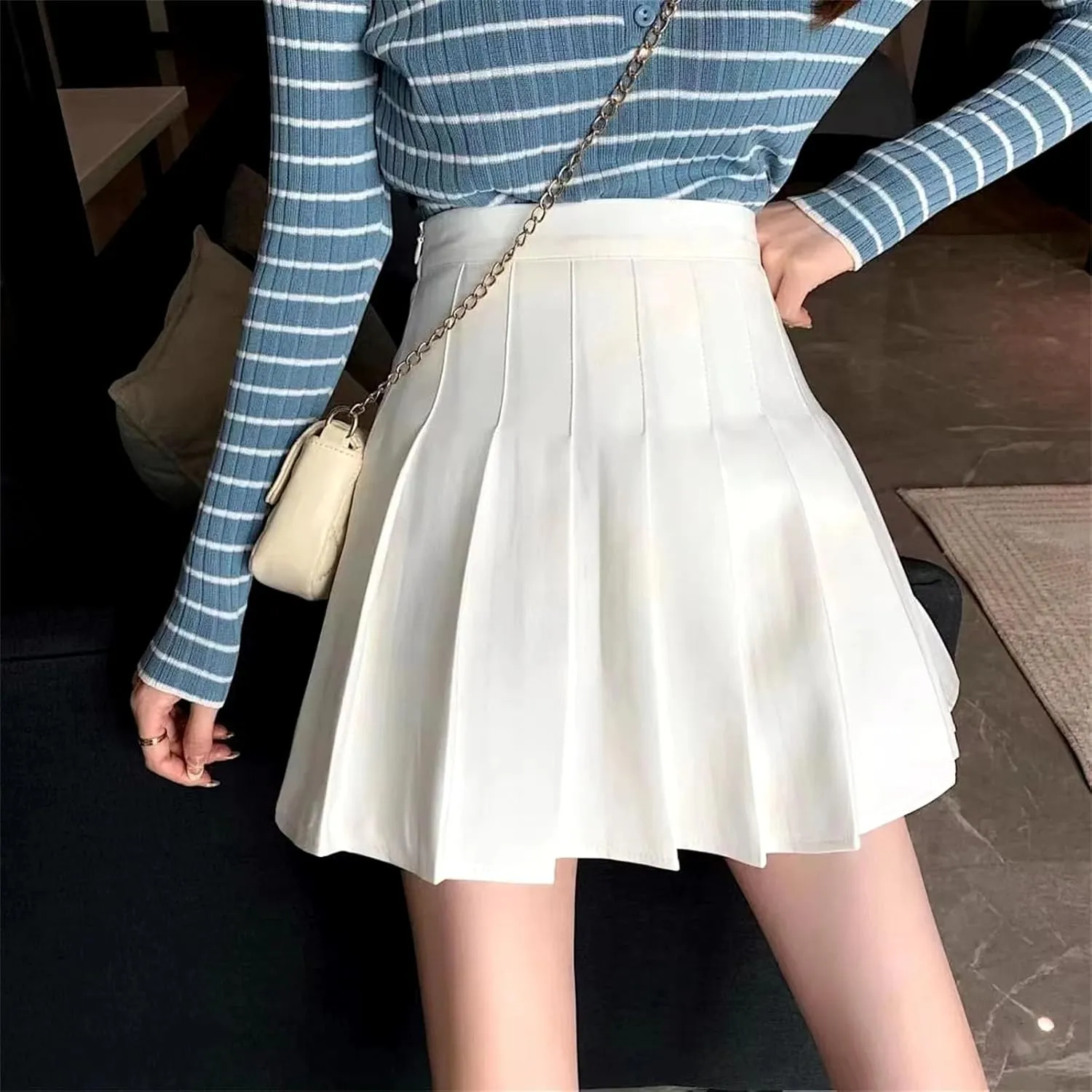 Women's Half Length Skirts for Women High Waist Mini Casual Ruffle Skirt Sexy Pleated Skirt