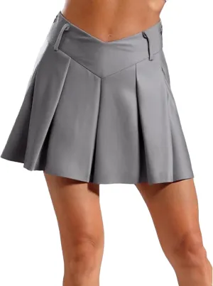 Women's High Rise Mini Skirts V-Shape Pleated Flared Skirt Slim Fit Y2k Underwear Skirts