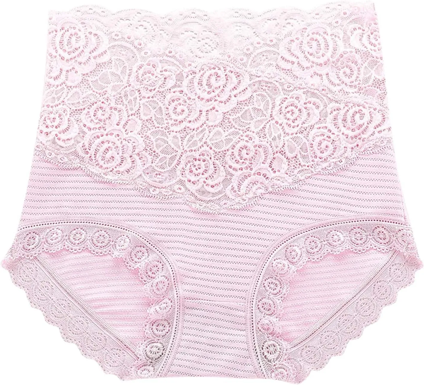 Women's High Waist Cotton Underwear Soft Brief Sexy Lace Panties Regular Butt Lift Seamless Brief