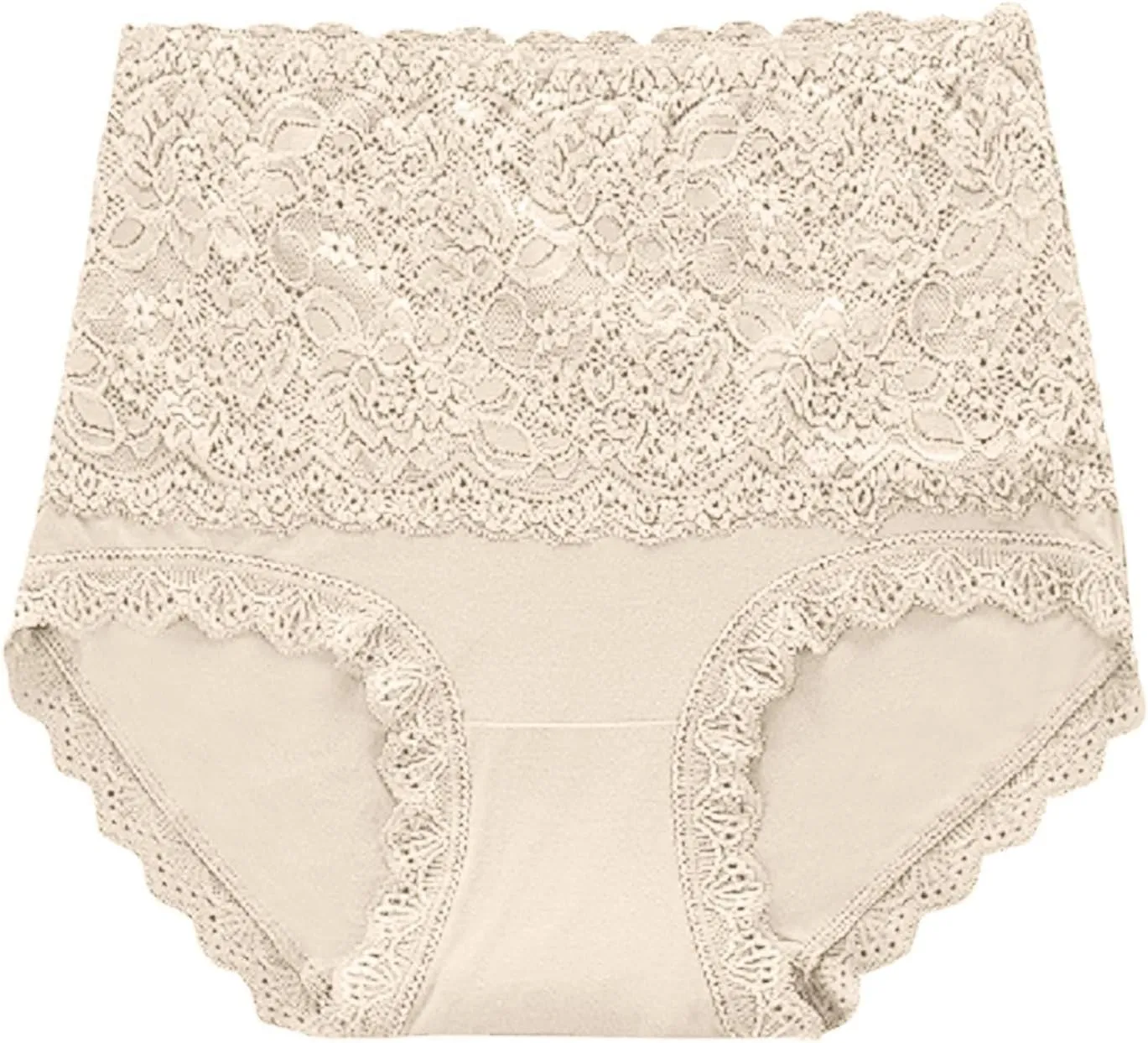 Women's High Waist Cotton Underwear Soft Brief Sexy Lace Panties Regular Butt Lift Seamless Brief