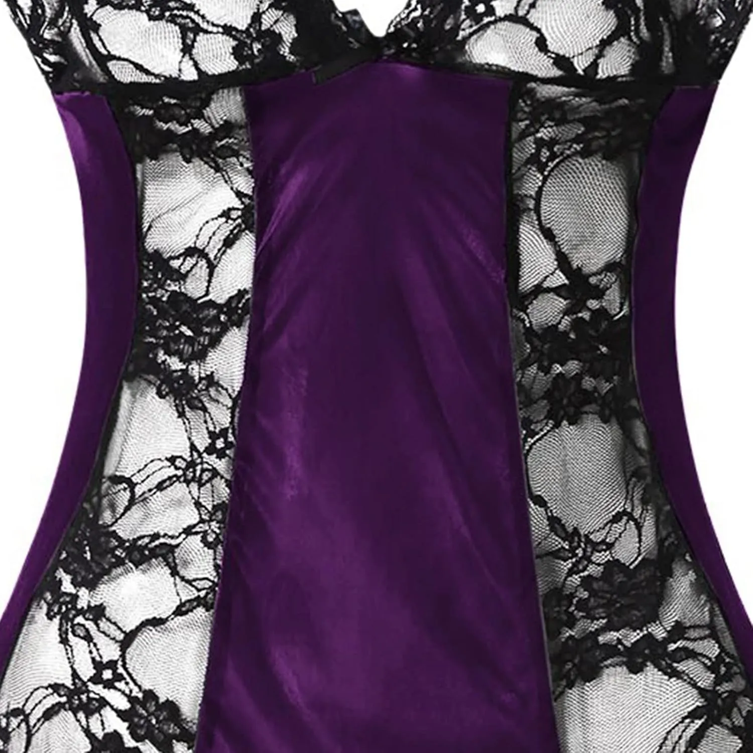 Women'S Lingerie Eyelash Lace Mesh Teddy Babydoll Nightgown Outfits Super Stretchy Underwire