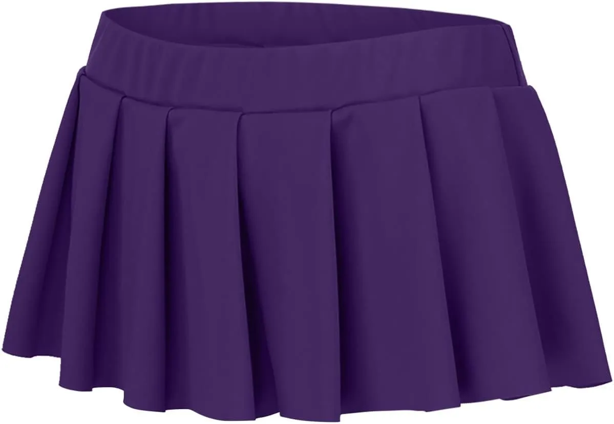 Women's Mini Pleated Skirts Sexy Club High Wiast Stretchy Tennis Skater A-line Skirt Sexy Pleated Mini Skirt