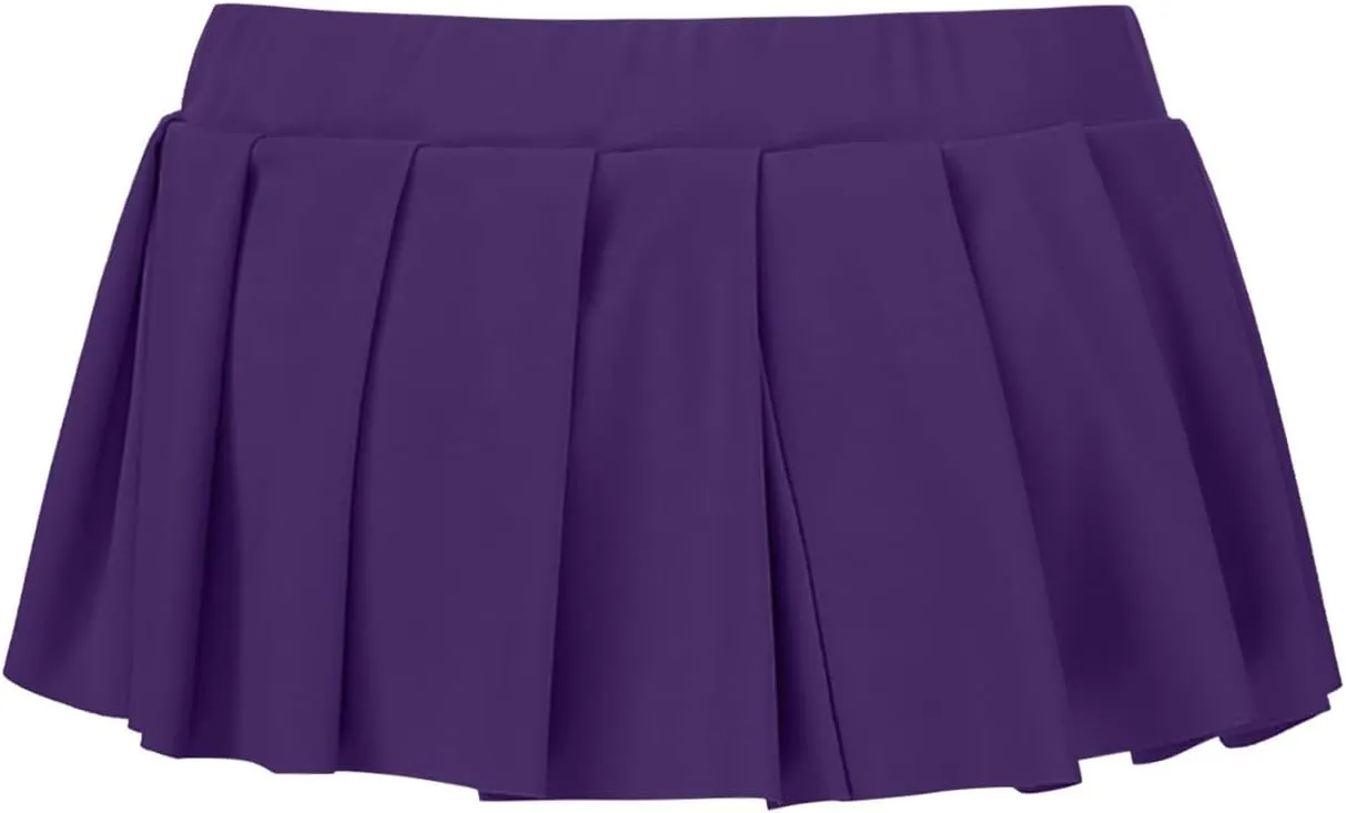 Women's Mini Pleated Skirts Sexy Club High Wiast Stretchy Tennis Skater A-line Skirt Sexy Pleated Mini Skirt