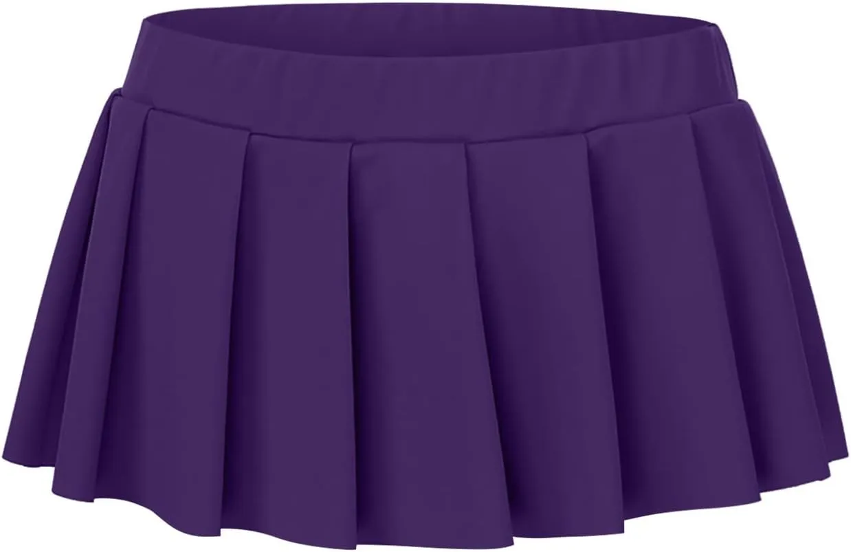Women's Mini Pleated Skirts Sexy Club High Wiast Stretchy Tennis Skater A-line Skirt Sexy Pleated Mini Skirt