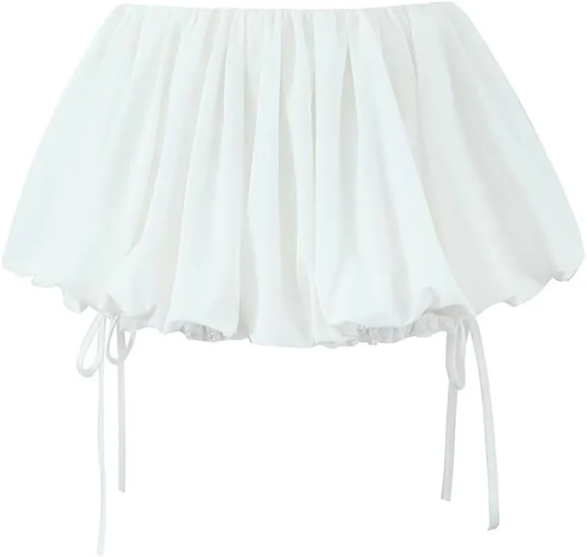 Womens Mini Skirt Elastic Low Waist with Bow Lace Shorts Underwear Skirts Y2K