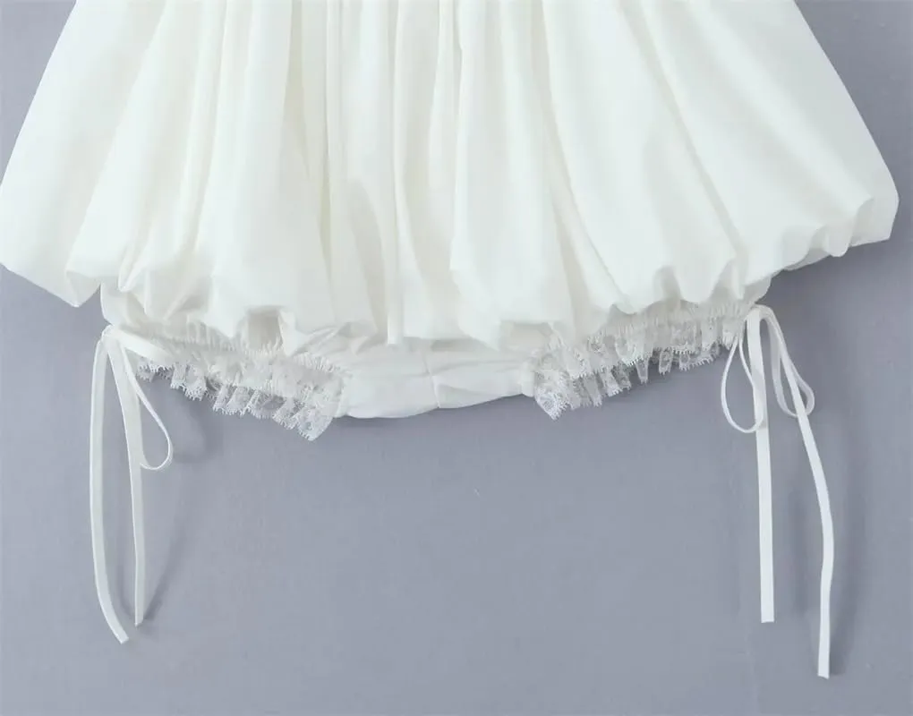 Womens Mini Skirt Elastic Low Waist with Bow Lace Shorts Underwear Skirts Y2K