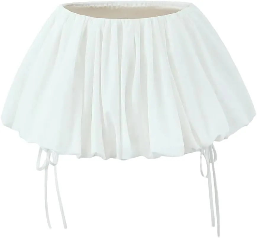 Womens Mini Skirt Elastic Low Waist with Bow Lace Shorts Underwear Skirts Y2K