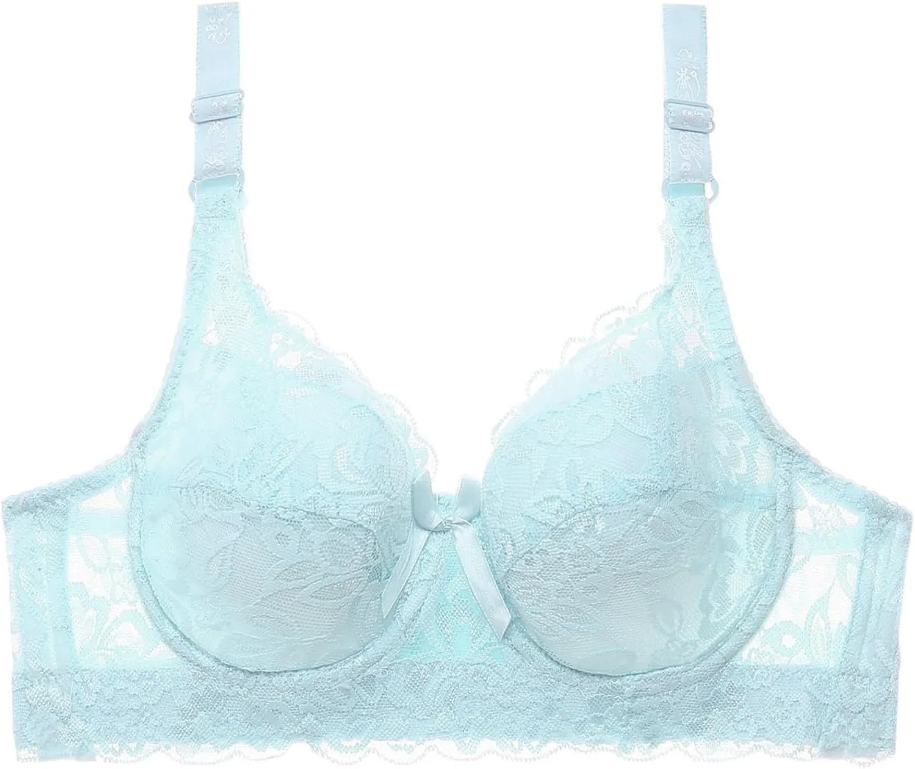 Women's Push Up Bra Underwire Padded Lace Brassiere Plunge V Sexy Floral Lacey Everyday Bra with Underwire