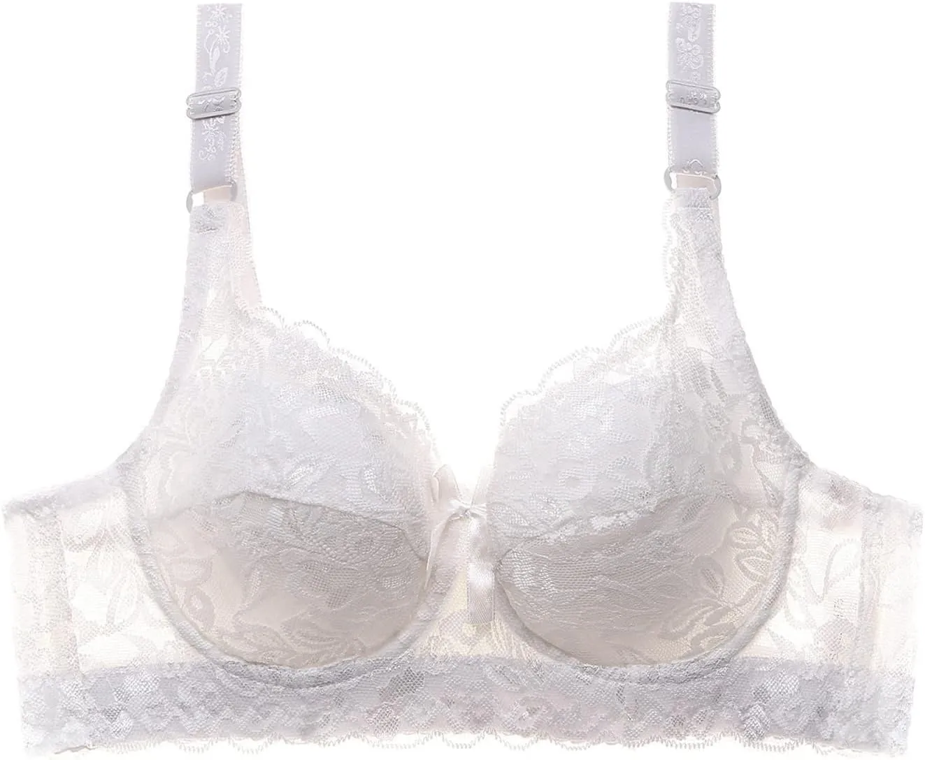 Women's Push Up Bra Underwire Padded Lace Brassiere Plunge V Sexy Floral Lacey Everyday Bra with Underwire
