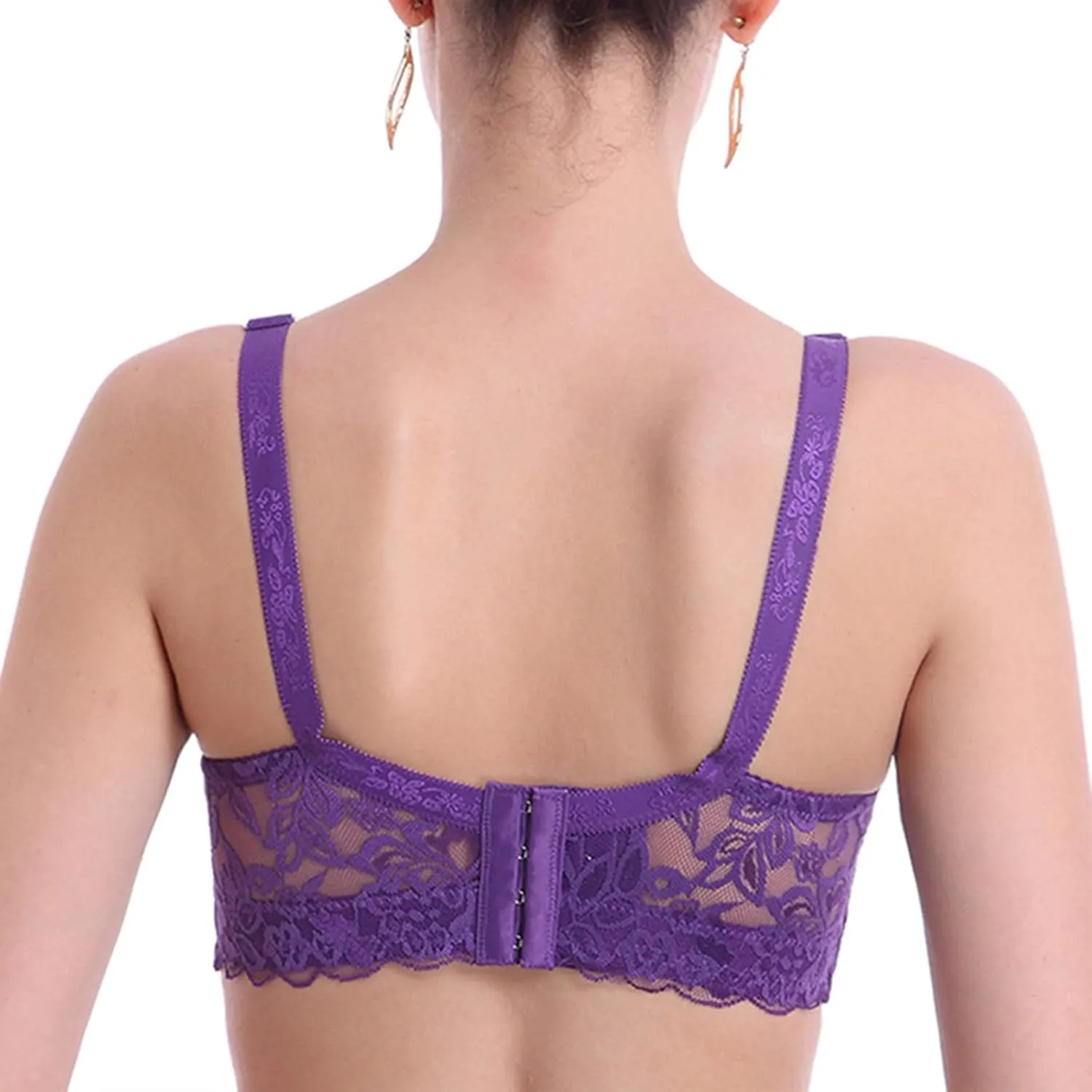 Women's Push Up Bra Underwire Padded Lace Brassiere Plunge V Sexy Floral Lacey Everyday Bra