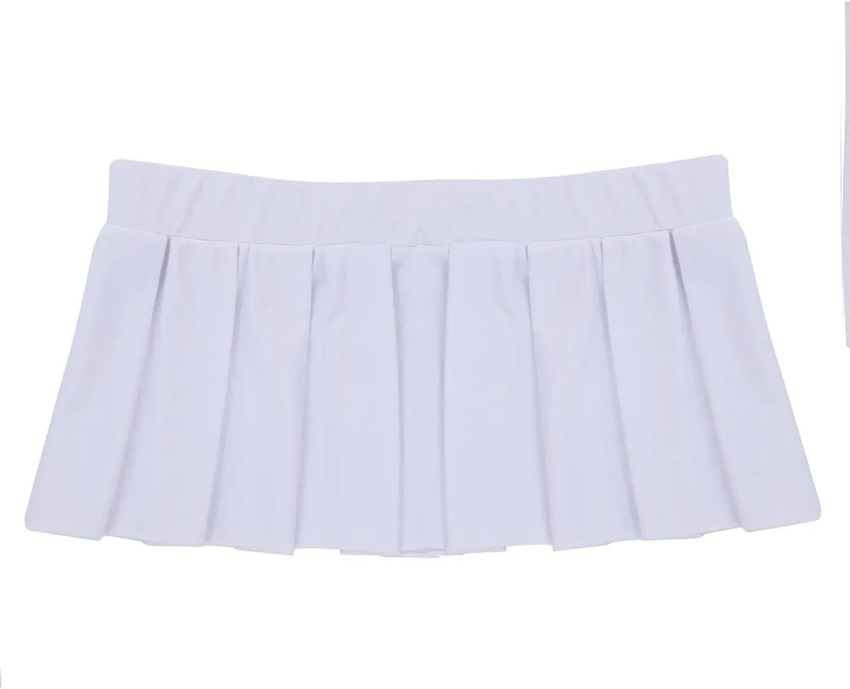 Women's Role Play Pleated Mini Skirt Solid Ruffle Lingerie Skirts Schoolgirl