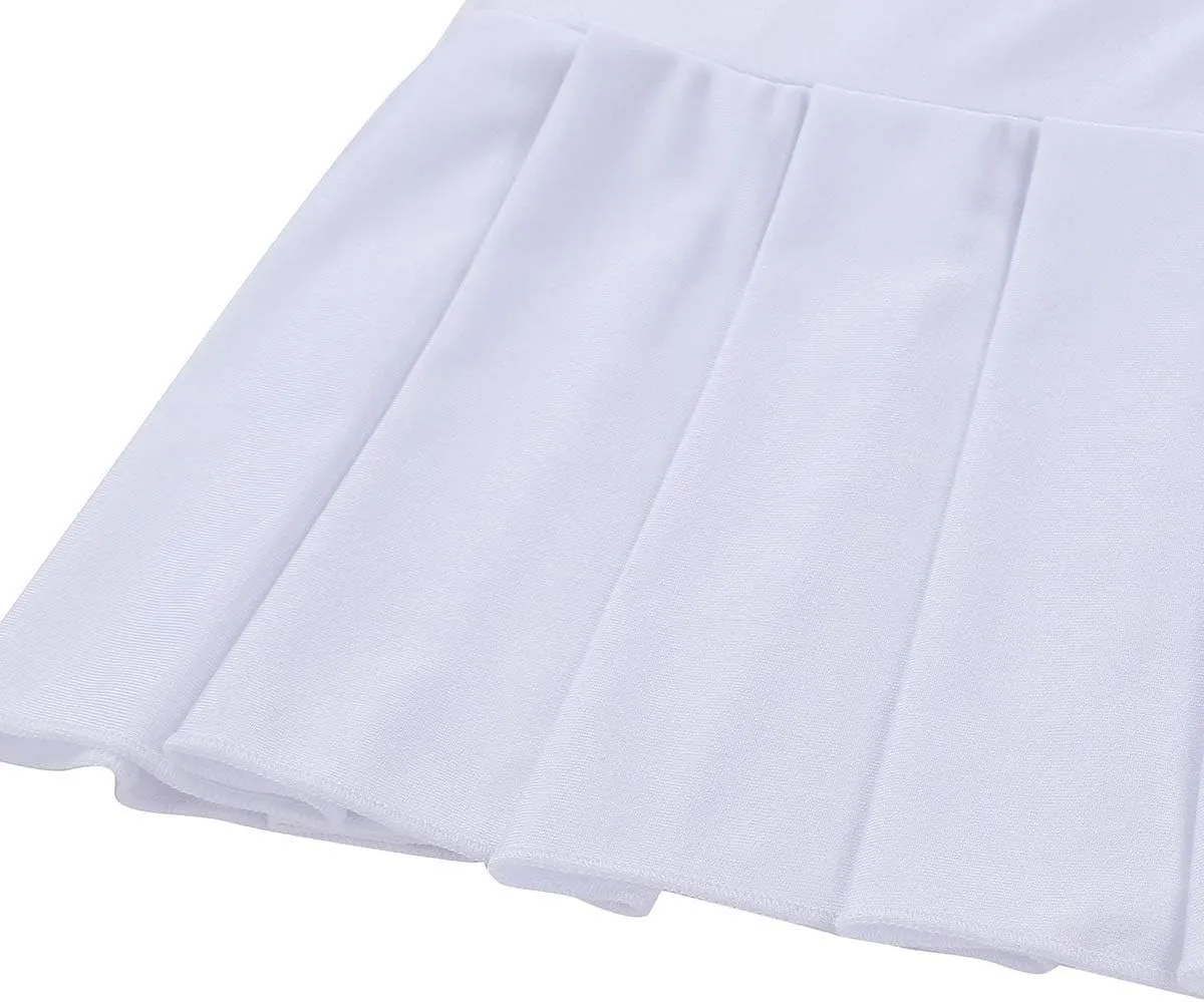 Women's Schoolgirl Role Play Pleated Mini Skirt Cosplay Ruffle Lingerie Dress