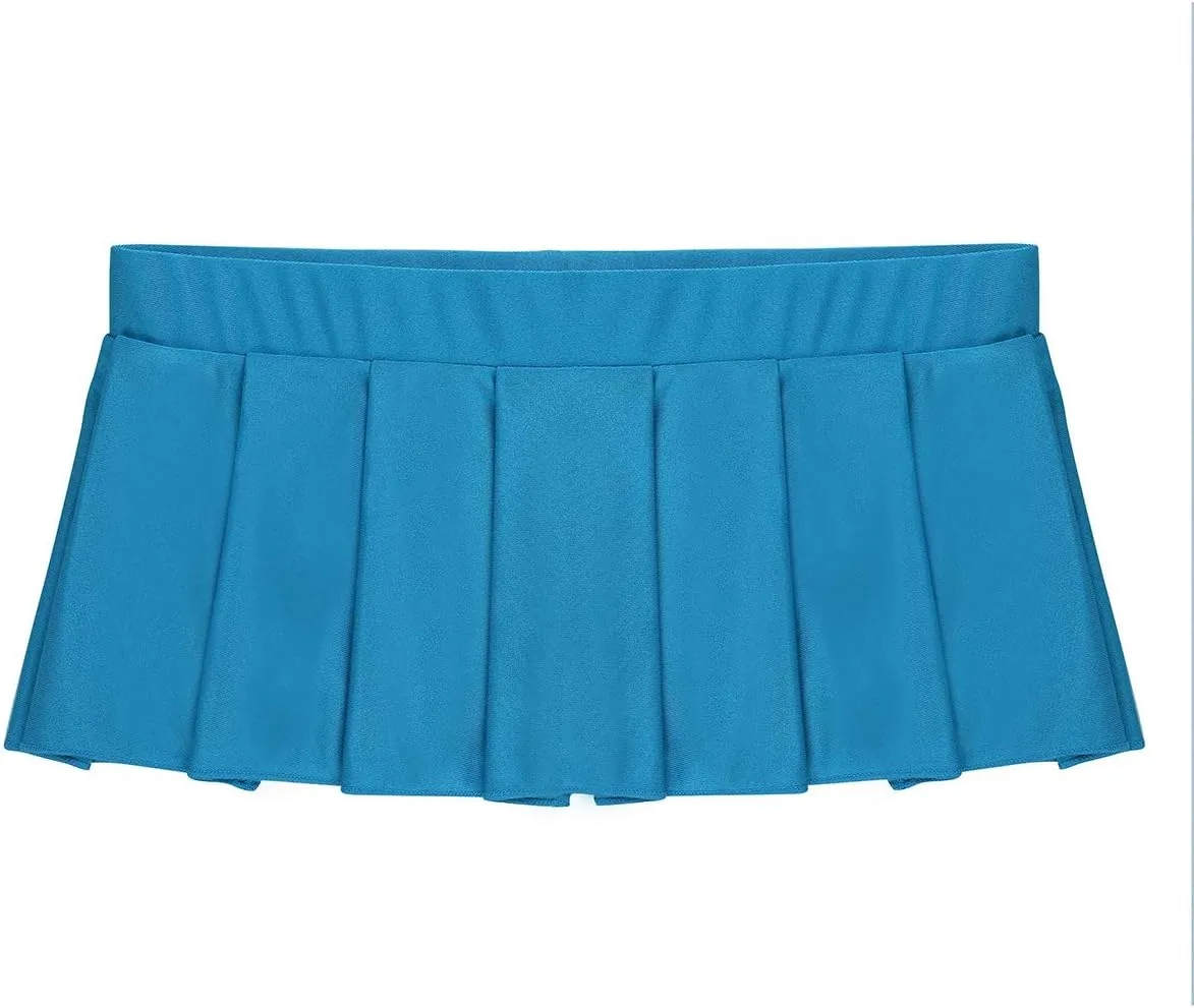 Women's Schoolgirl Role Play Pleated Mini Skirt Cosplay Ruffle Lingerie Dress