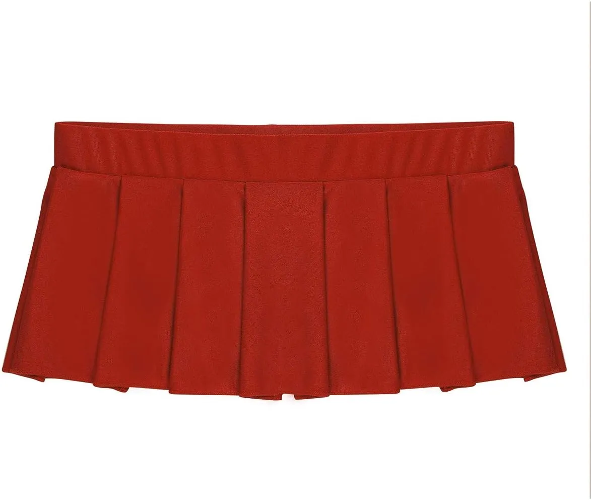 Women's Schoolgirl Role Play Pleated Mini Skirt Ruffle Lingerie Dress