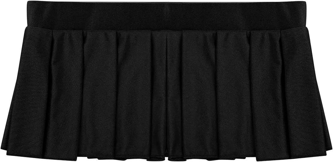 Women's Schoolgirl Role Play Pleated Mini Skirt Ruffle Lingerie Dress