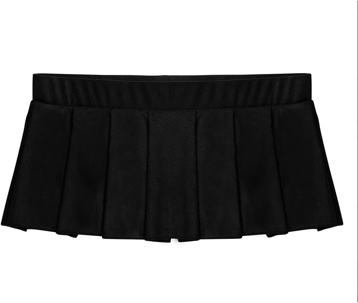 Women's Schoolgirl Role Play Pleated Mini Skirt Ruffle Lingerie Dress