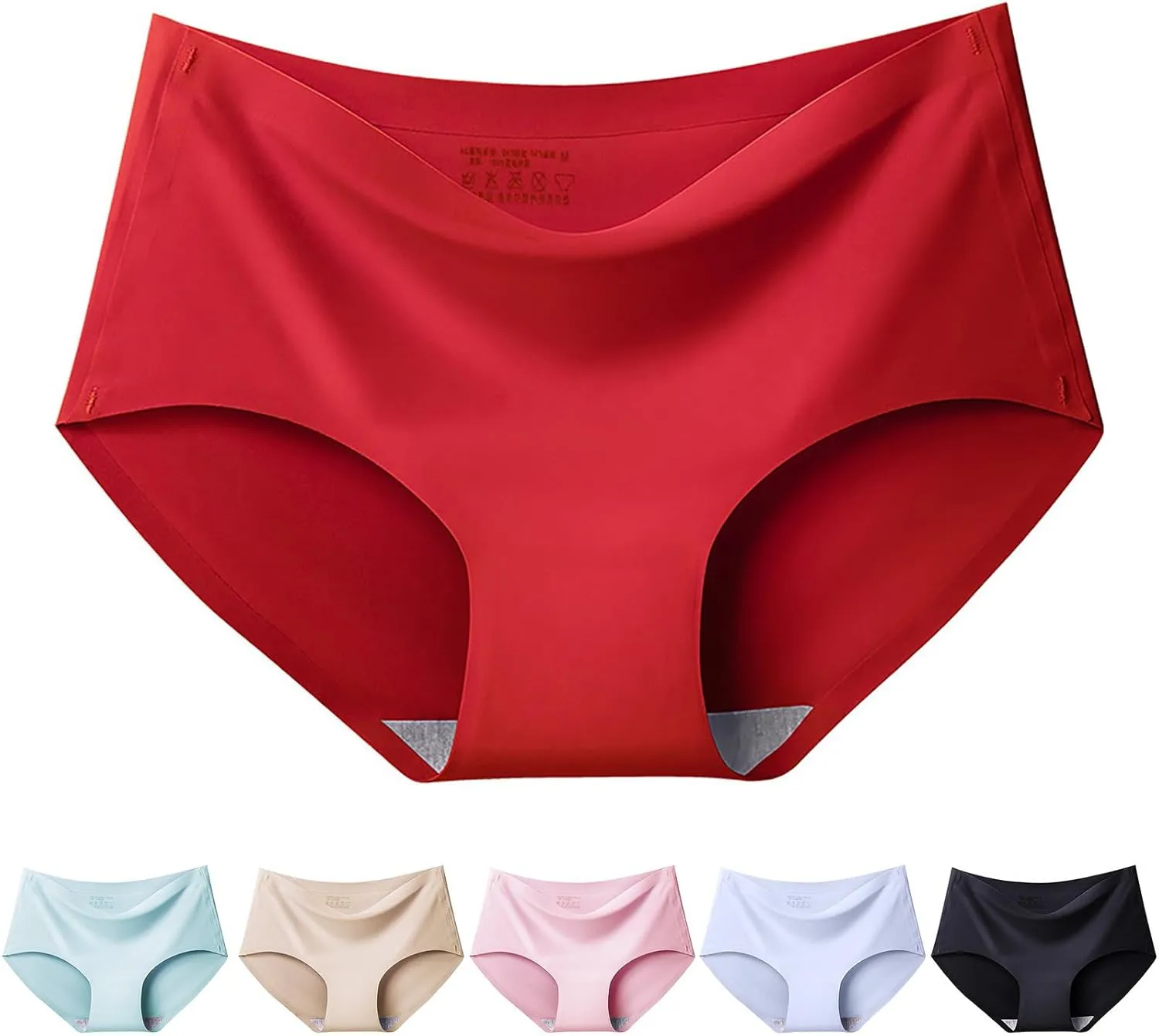 Women's Seamless Underwear No Show Cool Ice Silk Panties Breathable Comfortable High Waist Briefs