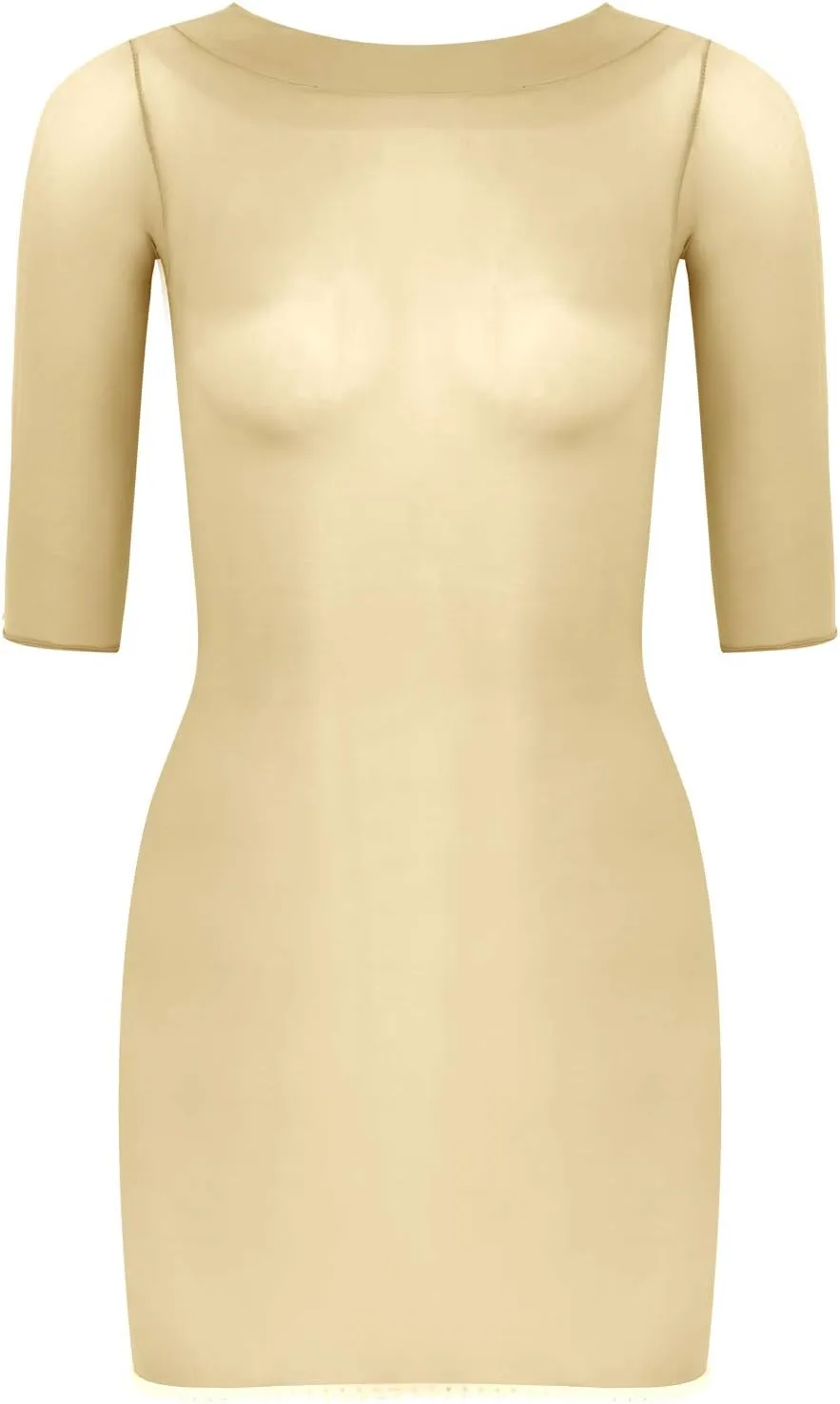 Women's Sexy Half Sleeve Stretchy Mesh Top Rave Evening Party Club Bodycon Mini Dress