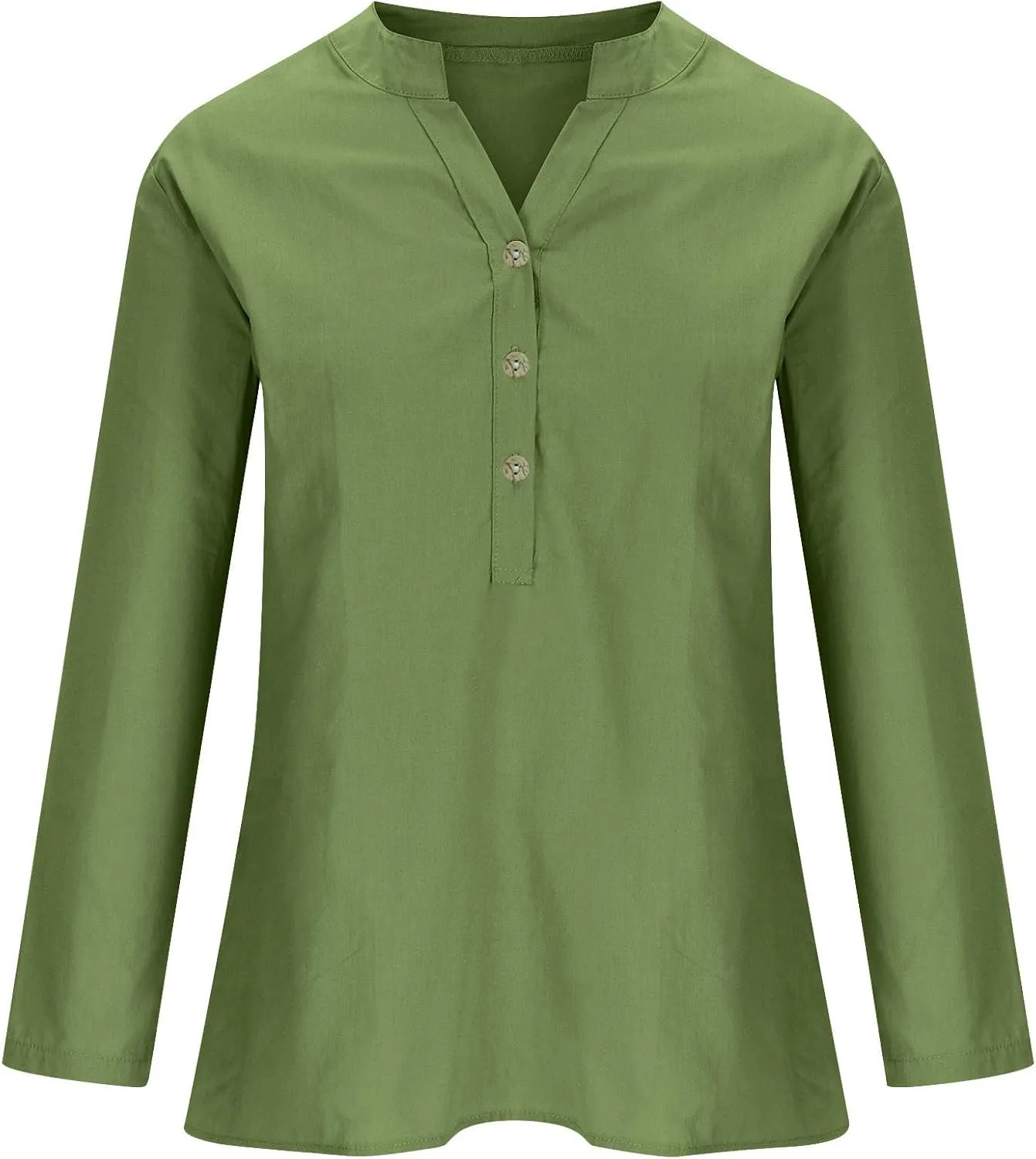 Women's Short Sleeve Cotton Linen Shirts Casual V Neck Basic T Shirt Solid Color Loose Fit Summer Tee Shirts