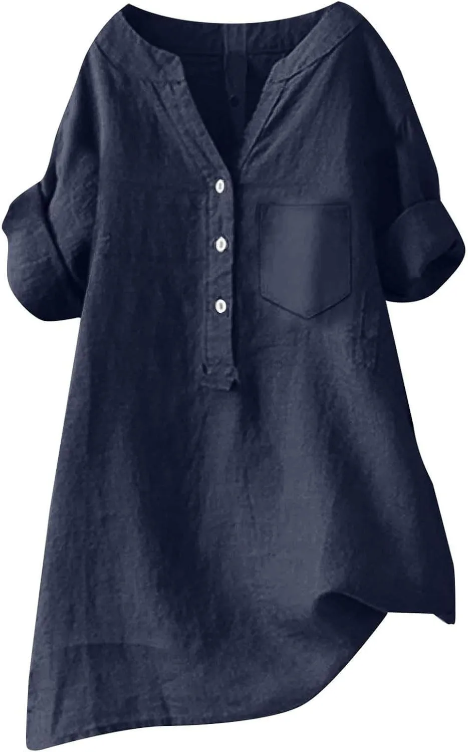 Women's Short Sleeve Linen Shirt Casual Crewneck Dress T Shirt Bohemian Embroidery Loose Summer Tee Shirt