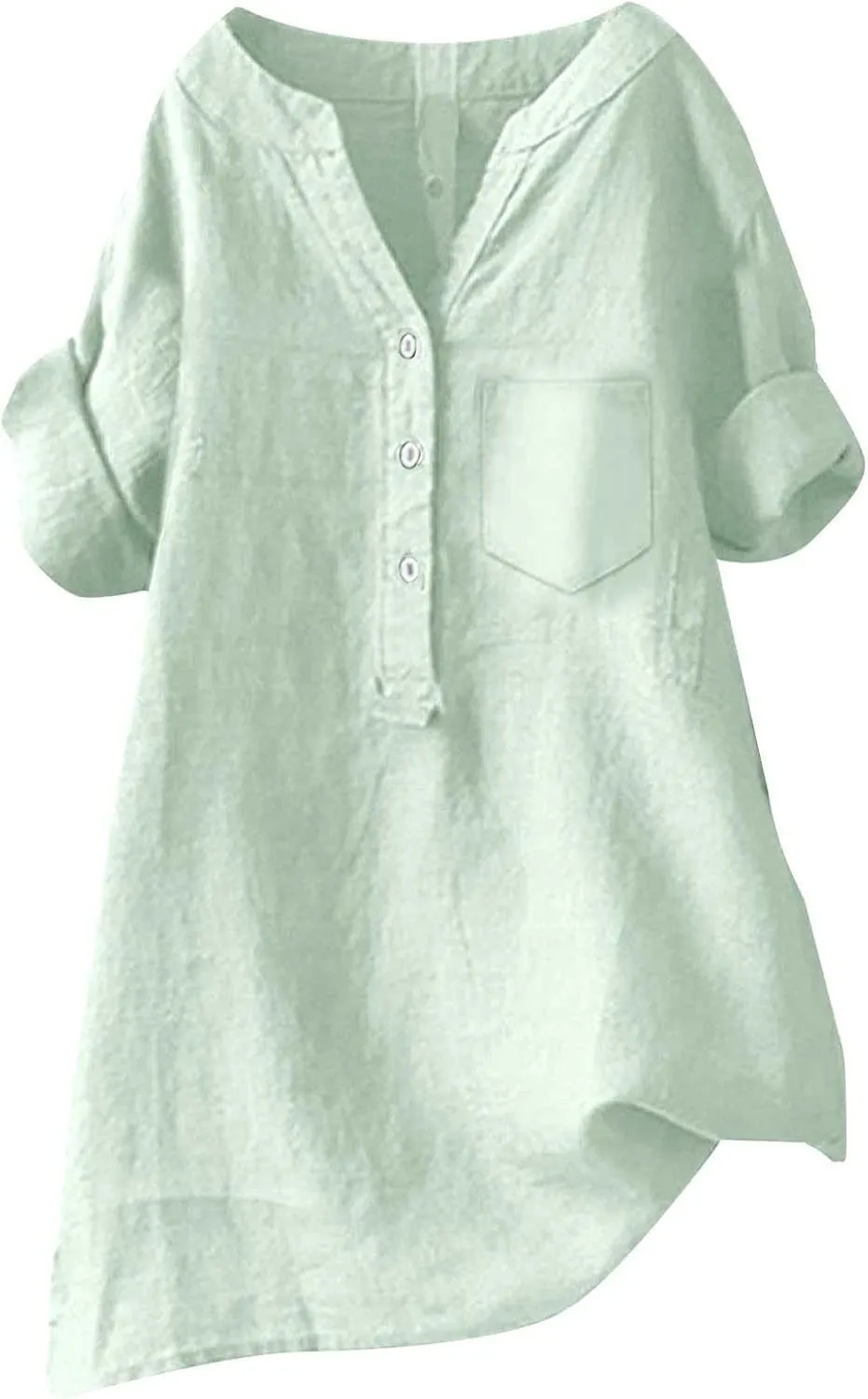 Women's Short Sleeve Linen Shirt Casual Crewneck Dress T Shirt Bohemian Embroidery Loose Summer Tee Shirt