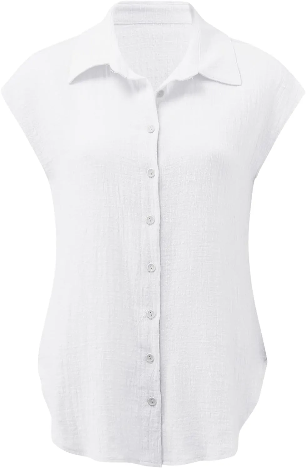 Womens Short Sleeve Linen Shirts Casual Round Neck Beach T-Shirt Plain Solid Loose Fit Summer Tshirts