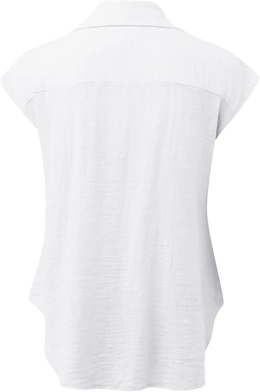 Womens Short Sleeve Linen Shirts Casual Round Neck Beach T-Shirt Plain Solid Loose Fit Summer Tshirts