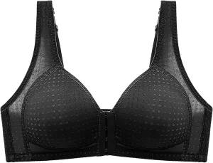 Women's Solid Color Front Button Large Size Thin Bra Underwear