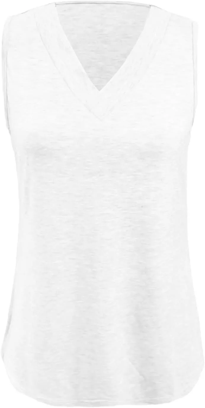 Womens Tank Top 2025 Sleeveless Summer Vacation Beach Tees Shirts Loose Flowy Basic T-Shirt