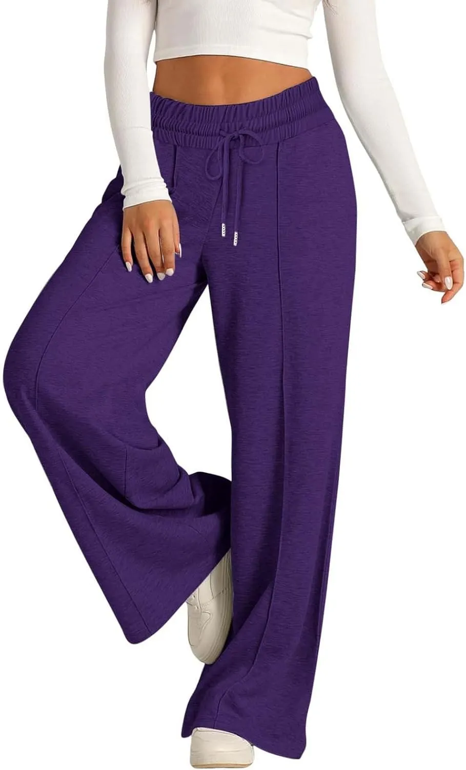 Womens Wide Leg Sweatpants High Waist Cotton Baggy Casual Drawstring Sports Athletic Sweat Pants with Pockets
