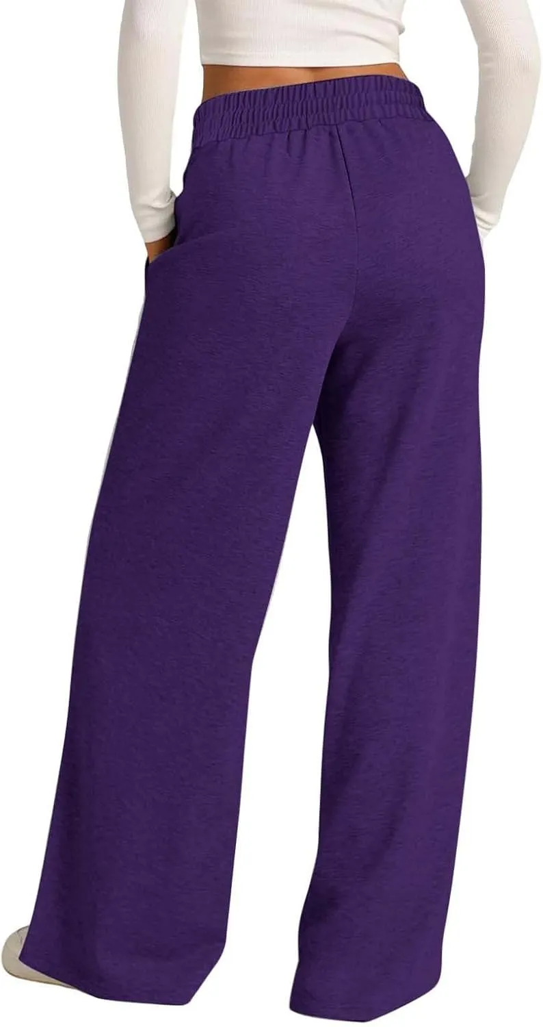 Womens Wide Leg Sweatpants High Waist Cotton Baggy Casual Drawstring Sports Athletic Sweat Pants with Pockets